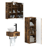 Bathroom Cabinet Set 4 pcs Smoked Oak 43 x 16 x 62.5 cm 3407371