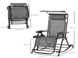 Garden Rocking Chair Folding Recliner Outdoor Adjustable Sun Lounger Rocker Zero-Gravity Seat with T3398P315913