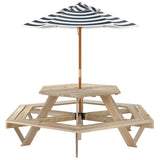 Picnic Table for 6 Kids with Umbrella Hexagon Solid Wood Fir 3281626