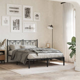 Metal Bed Frame without Mattress with Headboard Black 140x190cm 376128