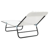 Folding Sun Lounger Folding Cream 182 x 55 x 85.5 cm Textilene 42003152
