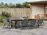 Garden Dining Set 9 pcs Grey and Black Powder-coated Steel 3379127