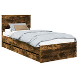 Bed Frame with Drawer Smoked Oak 90 x 200 cm Engineer Wood 3410746
