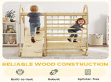 6 in 1 Kids Climbing Frame with Slide, Monkey Bars, Gymnastics Rings, Ladder, Climbing Net, for 3-6 T3398P422172