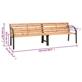 Twin Garden Bench 225 cm Solid Wood Fir 319575