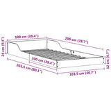 Bed Frame White 100 x 200 cm Solid Pine Wood 873329