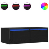 TV Cabinet with LED Lights Black Oak 75x35.5x25 cm 860230