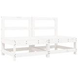 Middle Sofas with Cushions 2 pcs White Solid Wood Pine 825577
