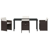 Garden Dining Set with Cushion 5 pcs Brown Poly Rattan 3379954