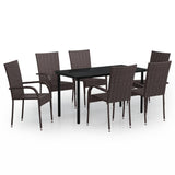 7 Piece Outdoor Dining Set Brown and Black 3099386