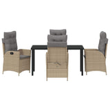Garden Dining Set with Cushion 5 pcs Beige Poly Rattan 3380514