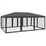 Party Tent with 10 Mesh Sidewalls Anthracite 6x4 m HDPE 4010069