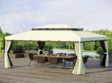 4 x 3 m Aluminum Garden Gazebo, Double Roof Outdoor Gazebo Canopy Shelter with Netting & Curtains T3398P315373