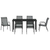 Garden Dining Set 7 pcs Black Powder-Coated Steel 3379139