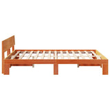 Bed Frame with Headboard Wax Brown 160 x 200 cm Solid Pine Wood 872646