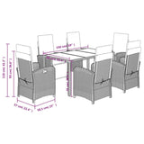 7 Piece Garden Dining Set with Cushions Grey Poly Rattan 3212466