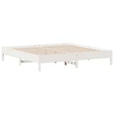 Bed Frame without Mattress White 200x200 cm Solid Wood Pine 842683