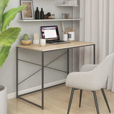 Computer Desk Black and Oak 110x60x70 cm Engineered Wood 30211