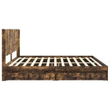 Bed Frame with Storage and Headboard Smoked Oak 180 x 200 cm 3414005