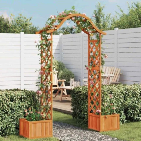 ZNTS Garden Pergola with Planter Solid Firwood 316388
