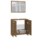 Bathroom Furniture Set Smoked Oak Engineered Wood 815528