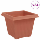 Square Flower Pot 24 pcs Brick Red 20 x 20 x 16 cm Plastic 42020342