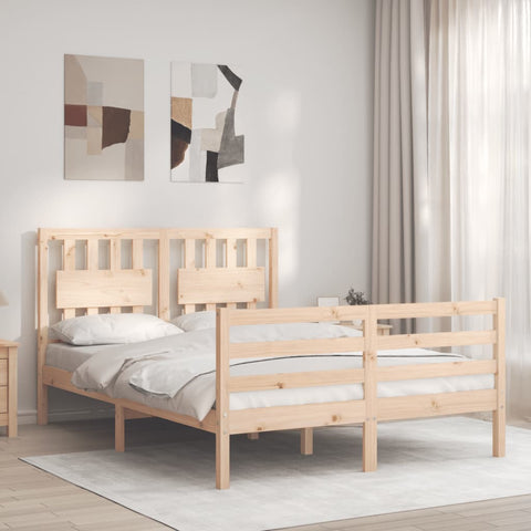 ZNTS Bed Frame with Headboard 120x200 cm Solid Wood 3194306