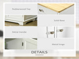 Sideboard with Rubber Wood Top, Modern Storage Cabinet, Kitchen Cupboard with Doors, Drawers and T3398P330527