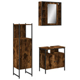 3 Piece Bathroom Cabinet Set Smoked Oak Engineered Wood 3214757