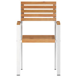 Garden Chair 2 pcs Solid Teak Wood and Stainless Steel 42006199
