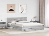 Bed Frame with Drawer Grey Sonoma 140 x 200 cm Engineered Wood 3408268