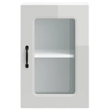 Kitchen Wall Cabinet with Glass Door Kalmar High Gloss White Engineered Wood 853529