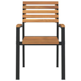 Stackable Garden Chair Set of 2 Natural wood and black metal 362014