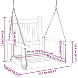 Garden Swing Chair with Metal Chains Black Solid Wood Fir 4008976