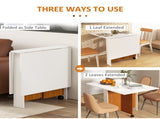 Folding Dining Table Writing Desk Workstation w/ Casters Teak Colour, White T3398P329605
