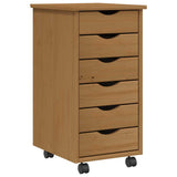 Rolling Cabinet with Drawers MOSS Honey Brown Solid Wood Pine 355888