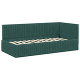 Corner Bed Frame Dark Green 90 cm x 200 cm Velvet 42016268