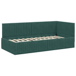 Corner Bed Frame with Headboard Dark green 90 x 200 cm Velvet 42016268
