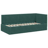 Corner Bed Frame with Headboard Dark green 90 x 200 cm Velvet 42016268