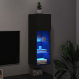 ZNTS TV Cabinet with LED Lights Black 30.5x30x90 cm 837003