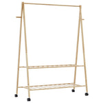 ZNTS Clothes Rack with Shelves and Wheels 132x45.5x155.5 cm Bamboo 4008911