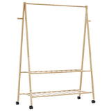 ZNTS Clothes Rack with Shelves and Wheels 132x45.5x155.5 cm Bamboo 4008911