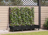 Garden Planter with Trellis&Wheels 3 pcs Black PP 3423072