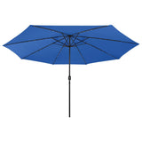 ZNTS Outdoor Parasol with LED Lights and Metal Pole 400 cm Azure Blue 312537