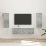 TV Cabinet Set Wall-mounted 2 pcs Concrete Grey Engineered Wood 3408973