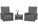 2 Seater Patio Rattan Chaise Lounge Sofa Set with Fabric Cushion, Grey and Brown T3398P325090