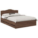 Bed Frame with Drawer Brown Oak 140 x 190 cm Engineer Wood 3413011