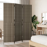 Room Divider 3 Panels Grey Poly Rattan 365342
