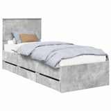 Bed Frame with Drawer Concrete Grey 75 x 190 cm Engineer Wood 3410759
