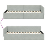 Corner Bed Frame Light Grey 100 cm x 200 cm Velvet 42016091